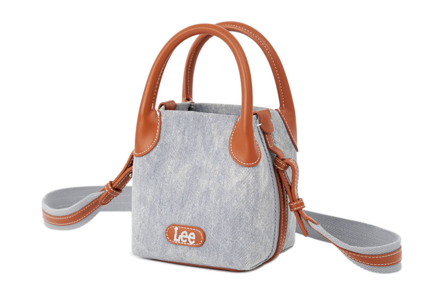 Lee Fabric Bucket Bag, Shoulder Bag, Crossbody Bag, Handheld Handbag Medium Women's Washed Blue
