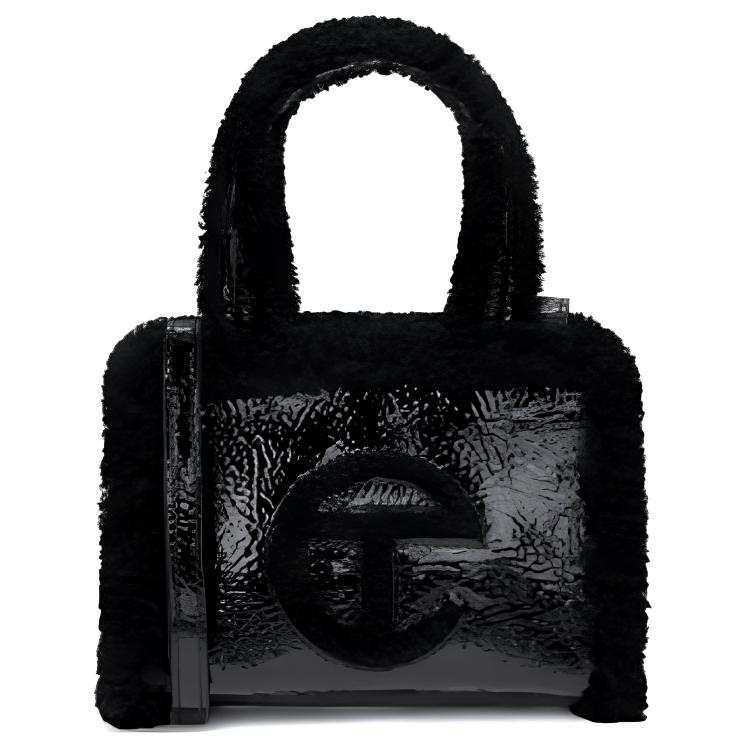 UGG Telfar Collaboration Cow Leather Tote Bag, Shopping Bag, Shoulder Bag, Crossbody Bag, Handbag Small Women's Black