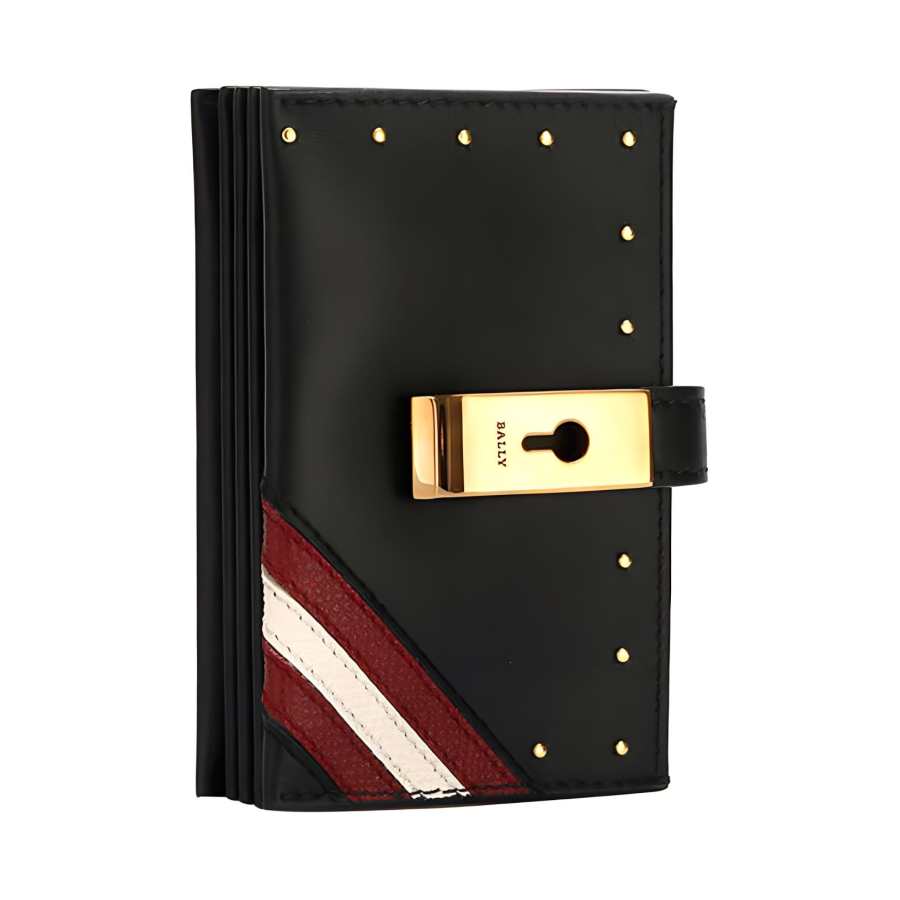 BALLY Cow Leather Card Holder Wallet Women's Black
