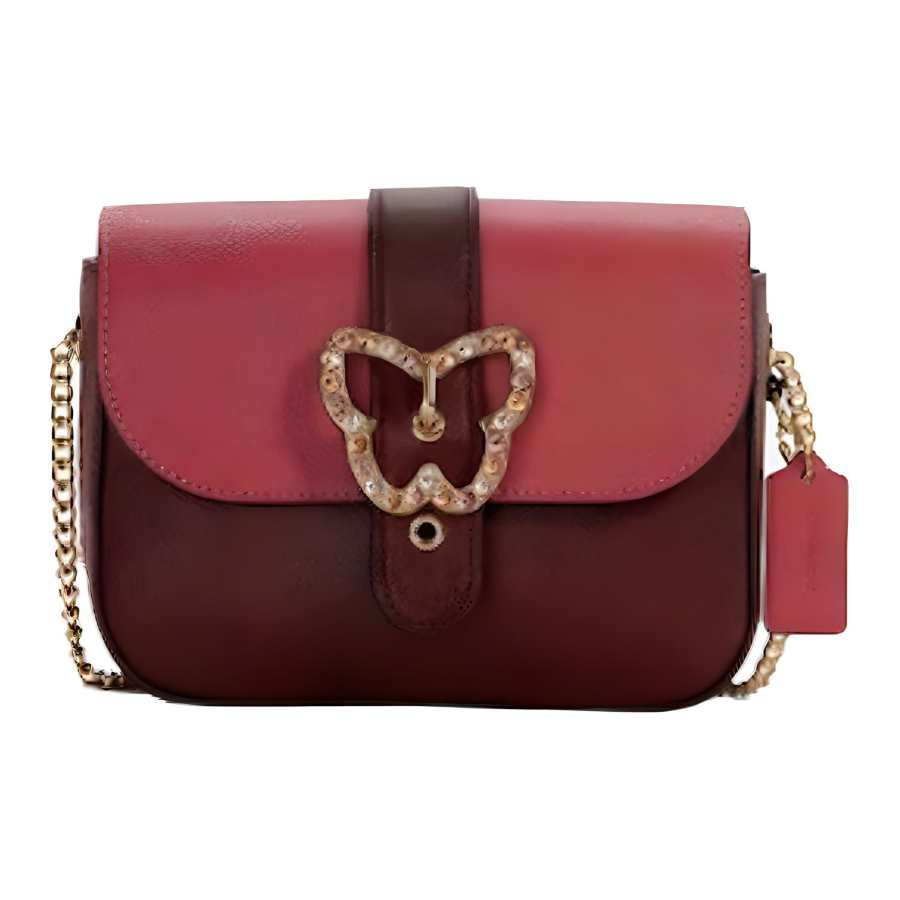 COACH Leather Crossbody Bags Small Women's Cranberry Mixed Color
