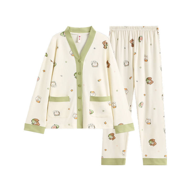 FENTENG Pajama Set Women's Beige Apricot
