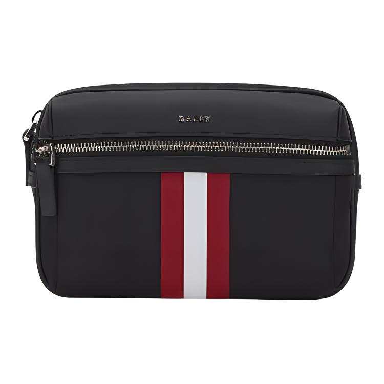 BALLY Fabric With Cow Leather Fanny Pack Men's Black