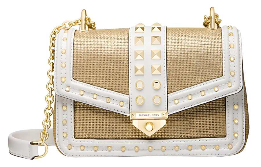 MICHAEL KORS Soho Canvas Leather Crossbody Bag, Shoulder Bag Small Women's Brown & White