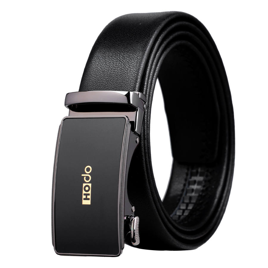 Hodo Hodo Split Cow Leather Belts Men's Crystal Black Width 3.5cm