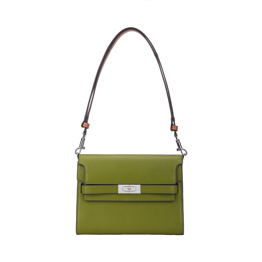TORY BURCH Lee Radziwill Calfskin Crossbody Bag, Shoulder Bag Women's Dark Matcha
