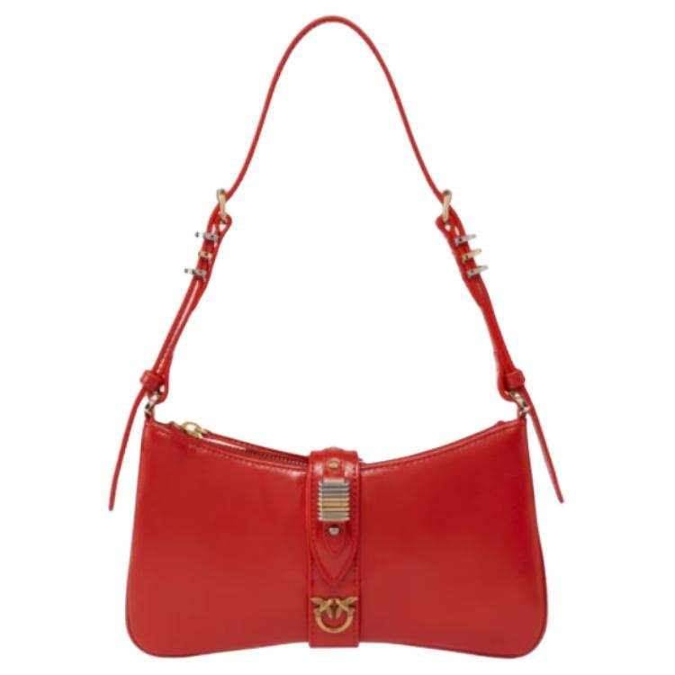 PINKO Cow Leather Swallow Bag, Shoulder Bag Small Women's Red