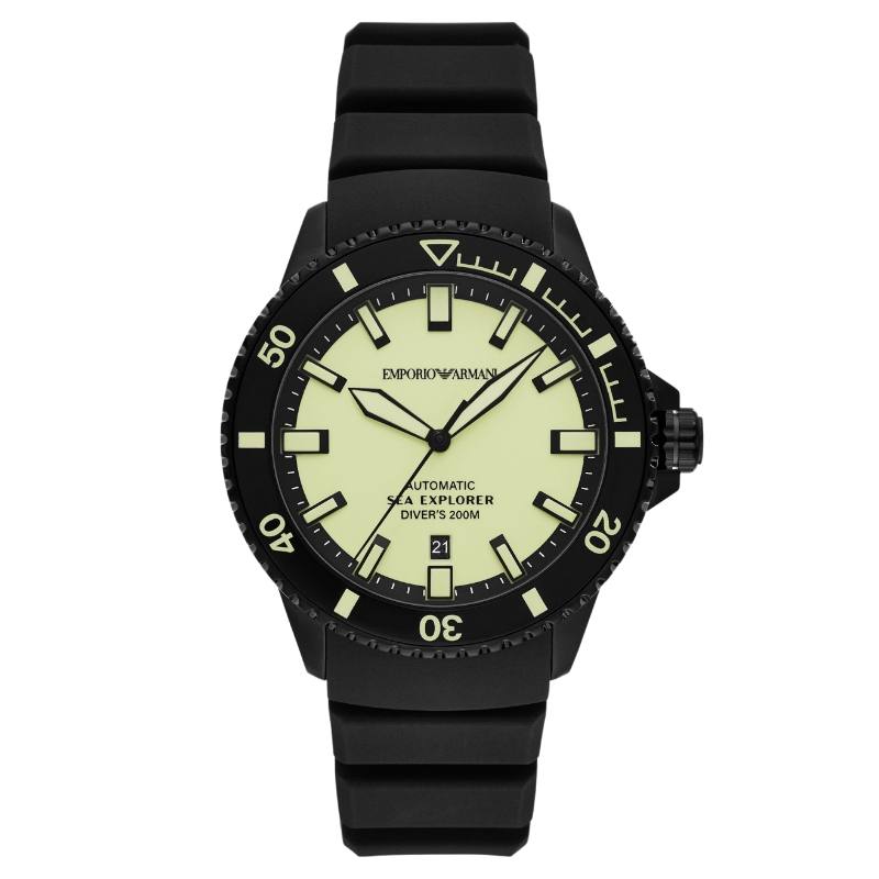 EMPORIO ARMANI Wrist Watches Mechanical Movement Silicone Strap 42.5mm Yellow Watch Dial Men's Watches 200m Waterproof
