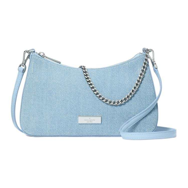 Kate Spade Cow Split Leather, Fabric Shoulder Bag, Crossbody Bag Small Women's Blue