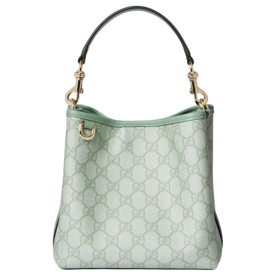 GUCCI GG Emblem GG Letter Coated Fabric Bucket Bag Handbag Mini Women's Sage Green