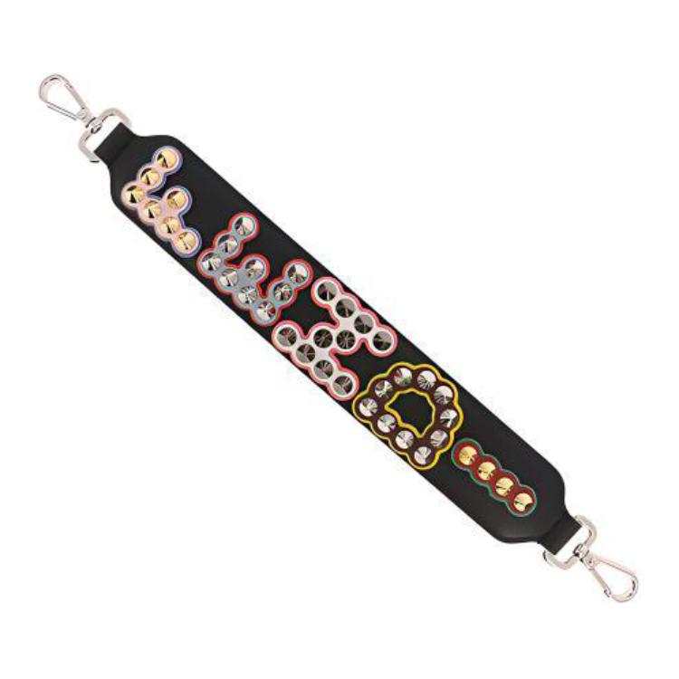 FENDI Cow Leather Bag Straps Women's Black