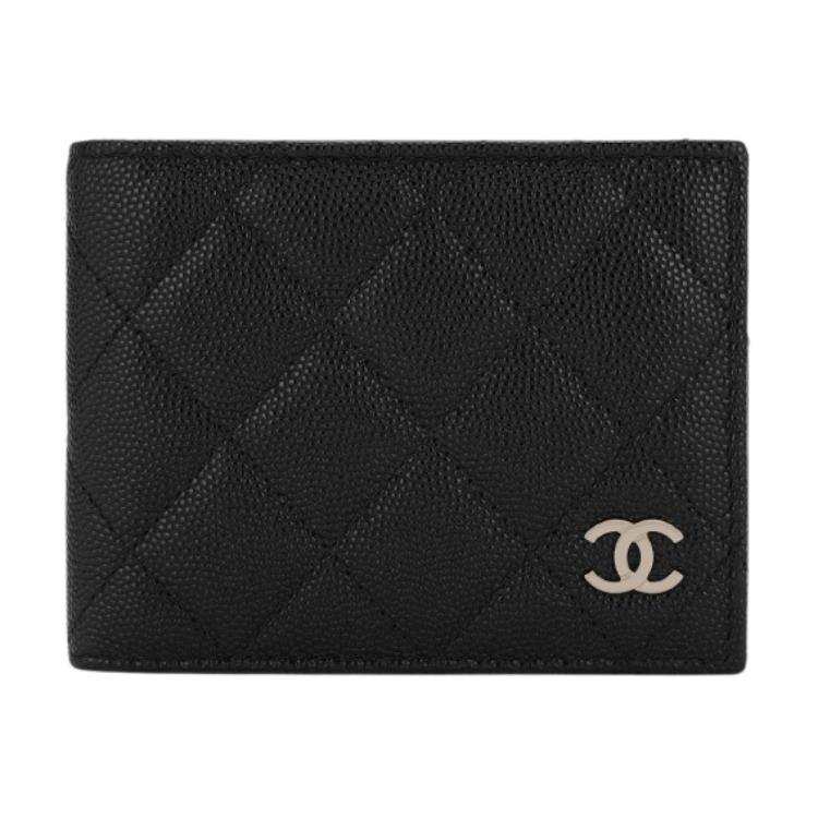 CHANEL Grain Caviar Cow Leather Card Holder Women's Black