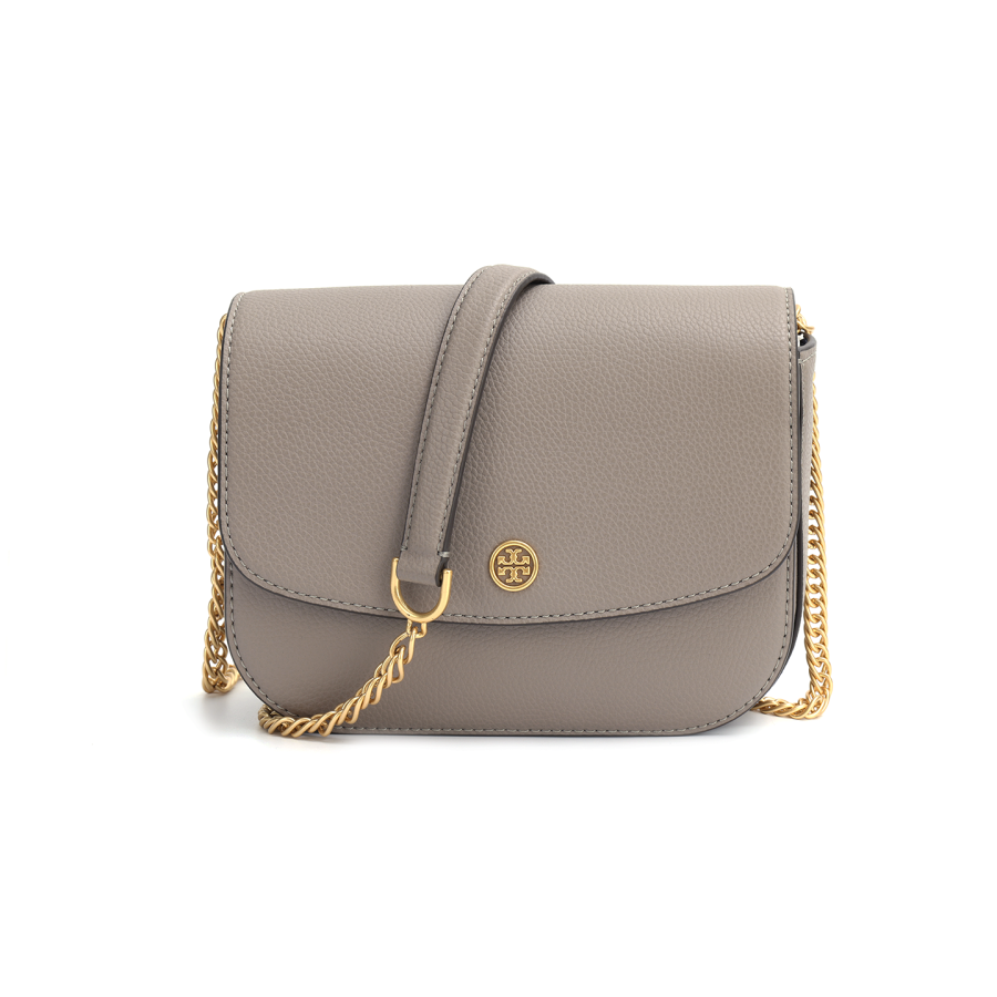 TORY BURCH Robinson Litchi Grain Leather Crossbody Bag, Shoulder Bag Women's Hawk Gray