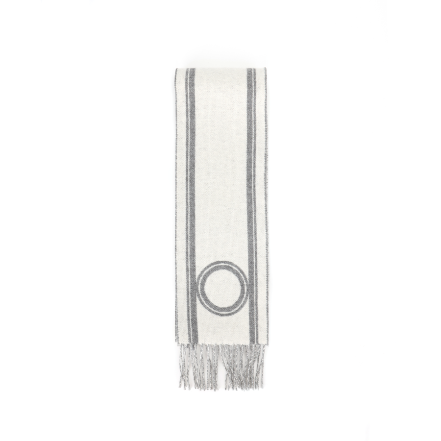 HERMES Casaque Cashmere Knit Scarves Women's Medium Gray