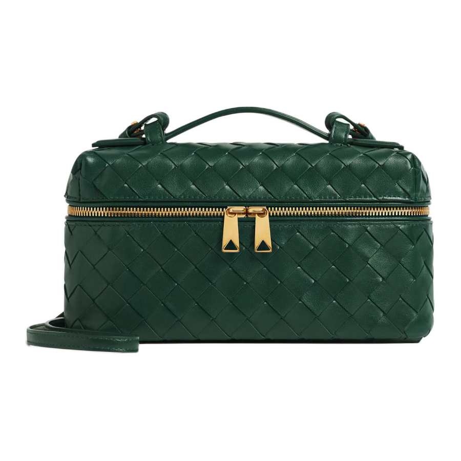 Bottega Veneta Bottega Veneta Intrecciato Calfskin Makeup Bag Women's Jadeite Green