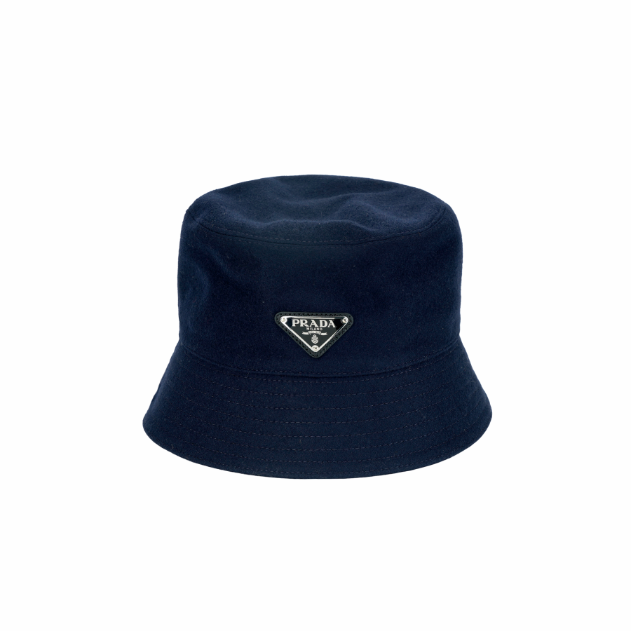 PRADA Prada logo plaque wool bucket hat