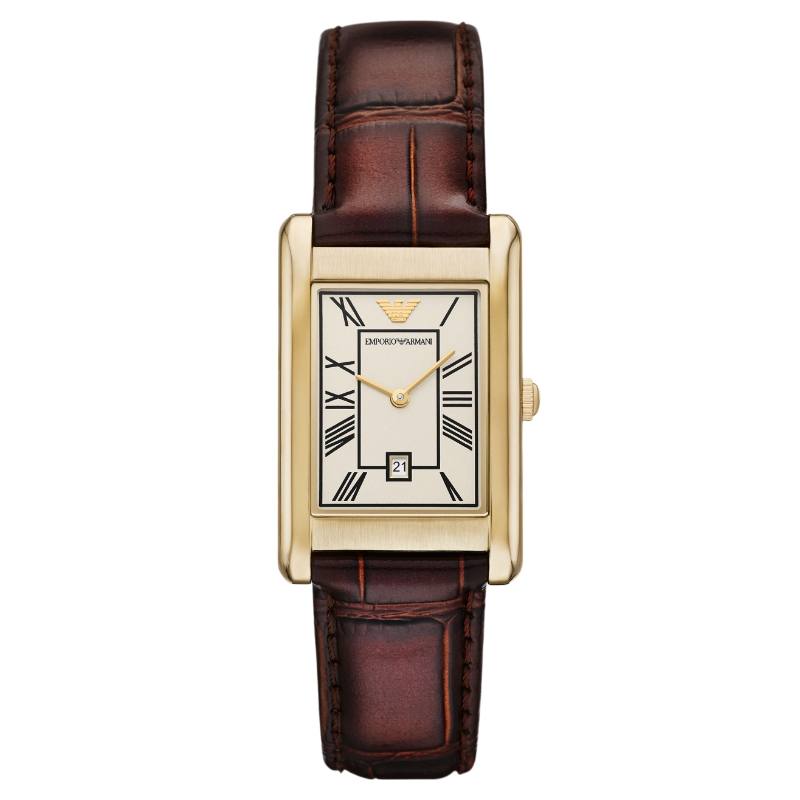 EMPORIO ARMANI Wrist Watches Quartz Movement Leather Strap 38mm Beige Watch Dial Men's Watches