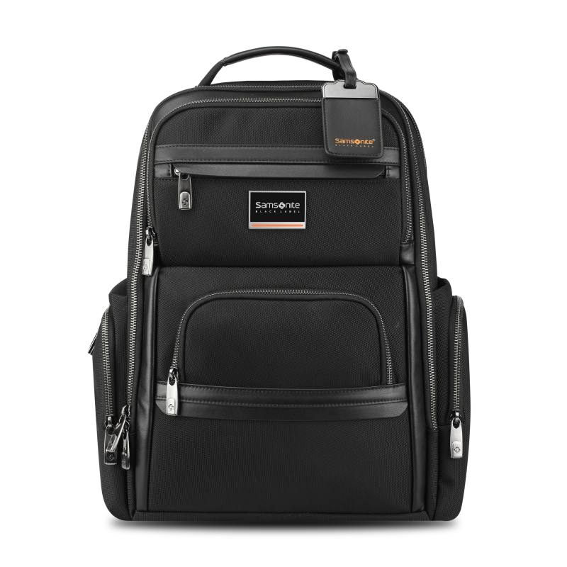 Samsonite SAMSONITE Antibacterial Fabric With Cow Leather Patchwork Students' Travel Backpack Regular Unisex Black