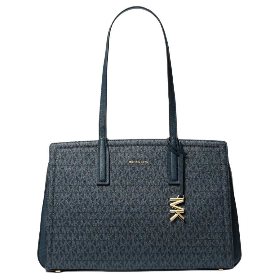 MICHAEL KORS Laila Artificial Leather Tote Bag, Shopping Bag, Shoulder Bag Medium Women's Dark Blue