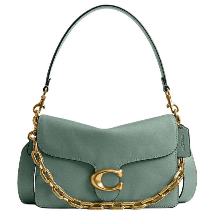 COACH ChainTabby Cow Leather One Shoulder Handbag Medium Women's Gray Green