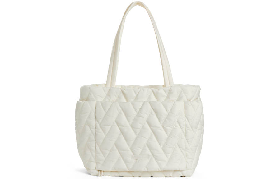 CHARLES&KEITH Nylon Fabric Shoulder Bag Large Women's Jet Black/Cream Milk White