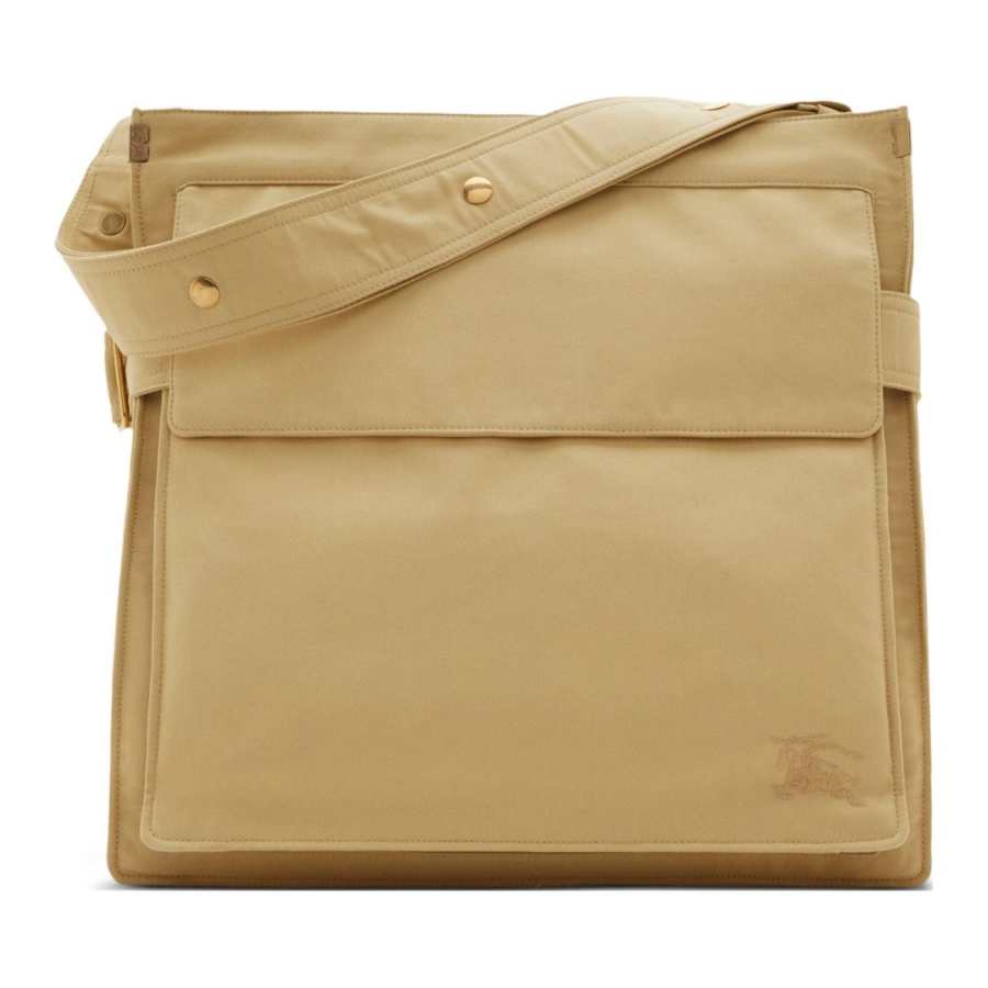 Burberry Leather One Shoulder Handbag Men's Khaki