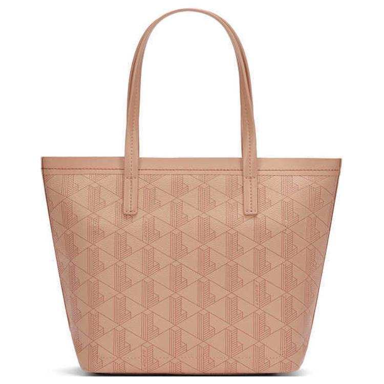 LACOSTE Fashion Trend PVC Tote Bag, Shopping Bag, Handbag, Shoulder Bag Medium Women's Pink & Dark Red