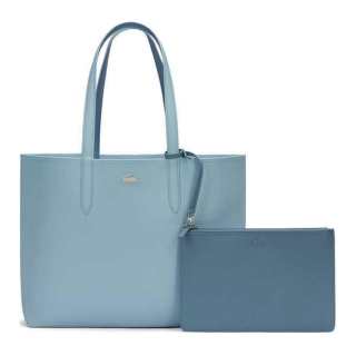 LACOSTE PVC Shoulder Bag Large Women's Light Blue & Gray Blue