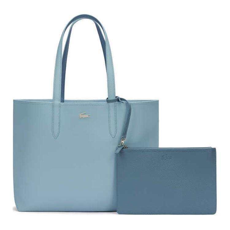 LACOSTE PVC Shoulder Bag Large Women's Light Blue & Gray Blue