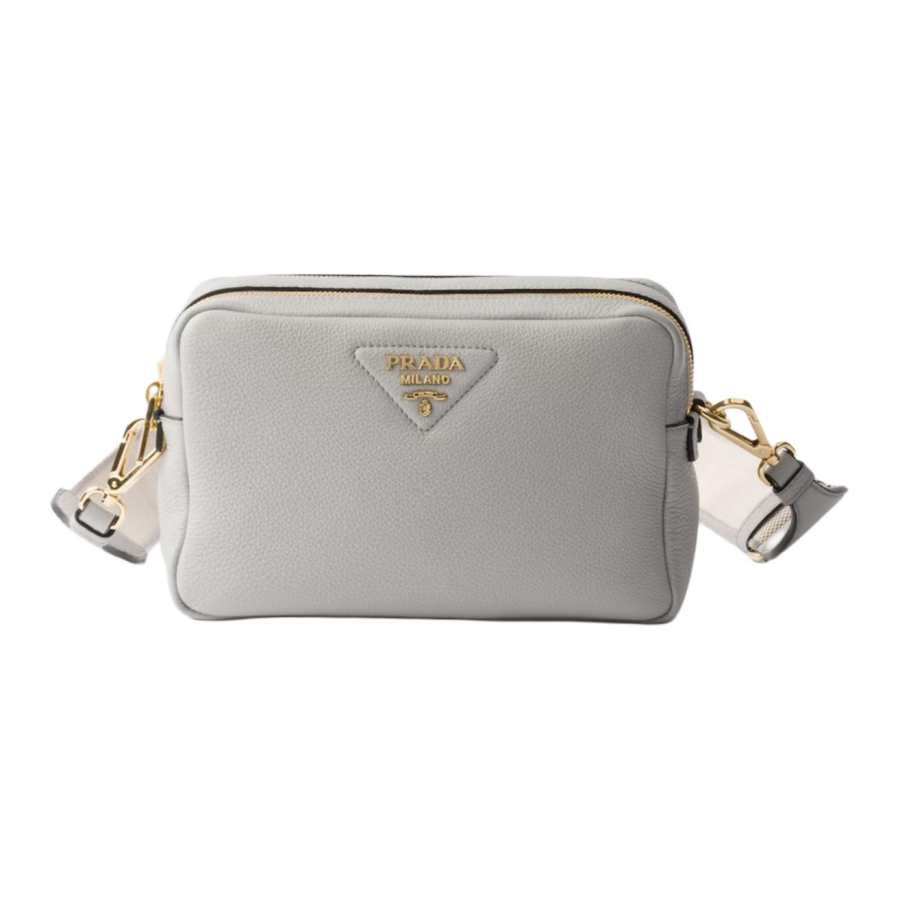 PRADA PRADA Leather Shoulder Bag Small Women's Gray