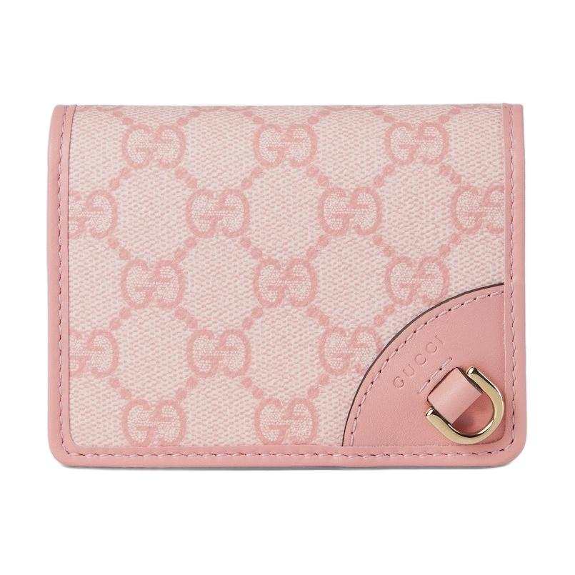GUCCI GG Emblem Coated Fabric Wallet Mini Women's Pink