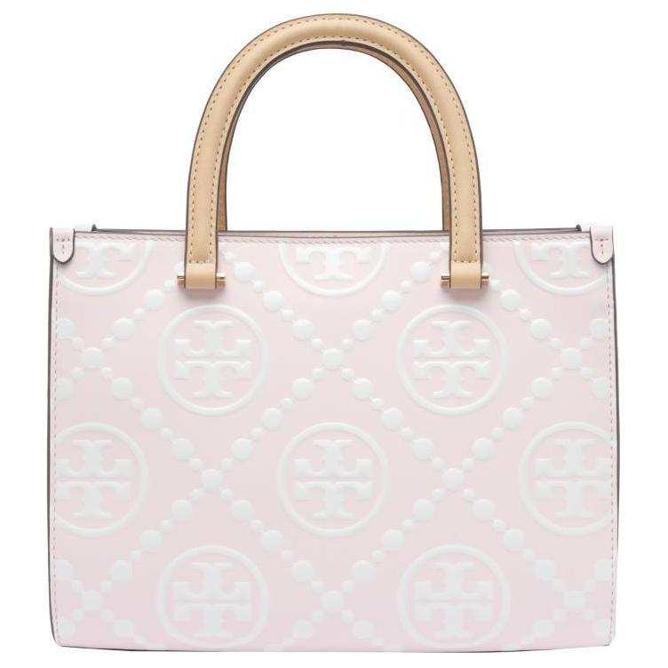 TORY BURCH T Monogram Leather Tote Bag, Shopping Bag, Shoulder Bag, Handbag Medium Women's Pink