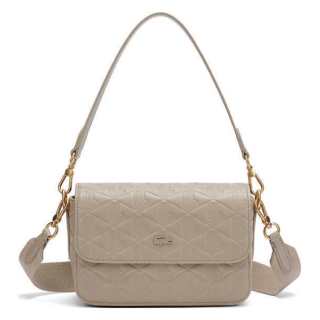 LACOSTE Cow Leather Portable Crossbody Bag, Shoulder Bag Small Women's Light Brown