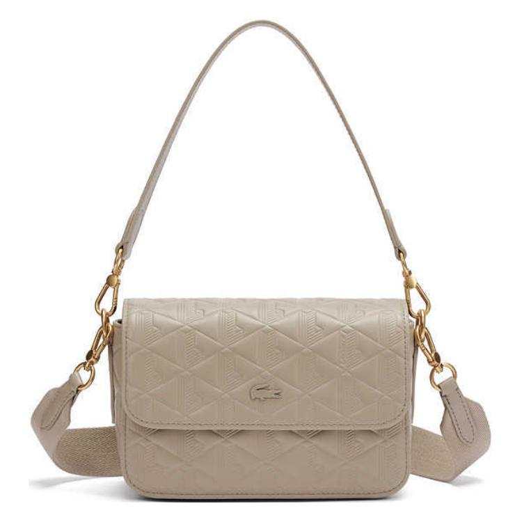 LACOSTE Cow Leather Portable Crossbody Bag, Shoulder Bag Small Women's Light Brown