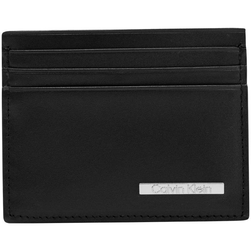 CALVIN KLEIN SS25 Cow Leather Card Holder Men's Space Black