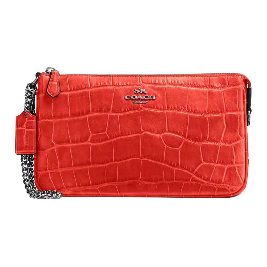 COACH Nolita Leather Shoulder Bag Medium Women's Coral Red