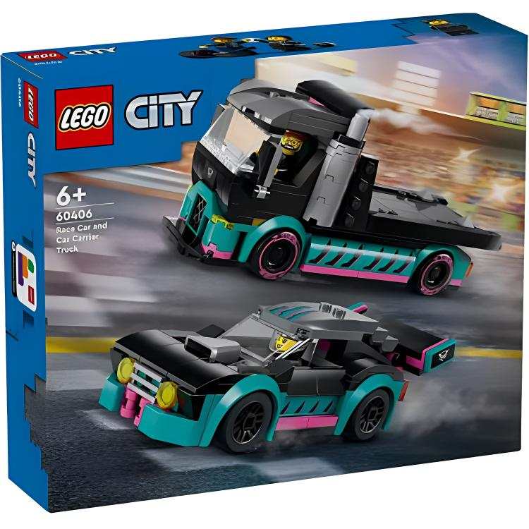 LEGO Race Car And Car Carrier Truck Building Blocks 60406