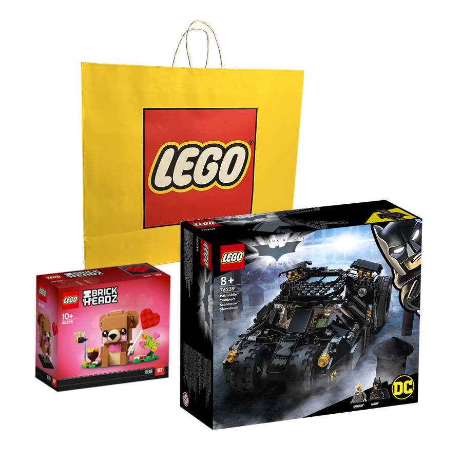 LEGO DC Batman Tumbler Final Showdown With Scarecrow & Heart Bear & LEGO Shopping Bag Plastic Building Blocks