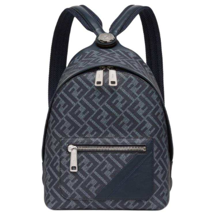 FENDI Chiodo Canvas Backpack Men's Blue