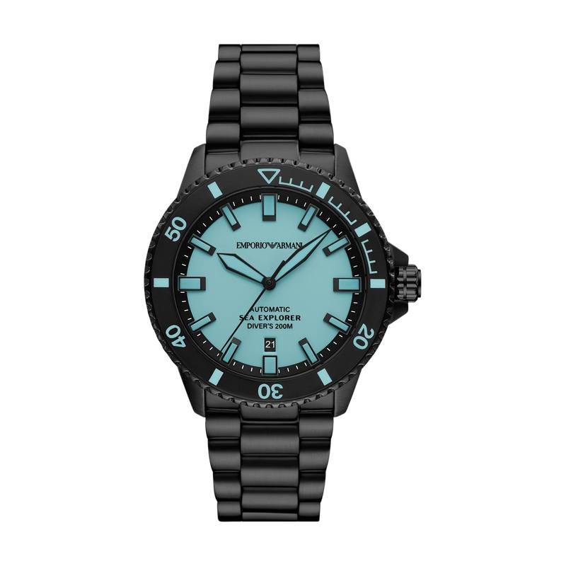 EMPORIO ARMANI Wrist Watches Mechanical Movement Stainless Steel Strap 42mm Blue Dial Men's Watches 200m Waterproof