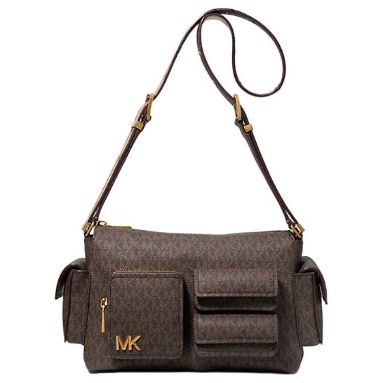 MICHAEL KORS DAKOTA Coated Canvas Shoulder Bag Medium Women's Brown