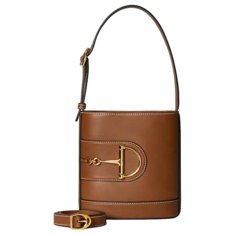 GUCCI Leather Bucket Bag, Shoulder Bag Mini Women's Brown