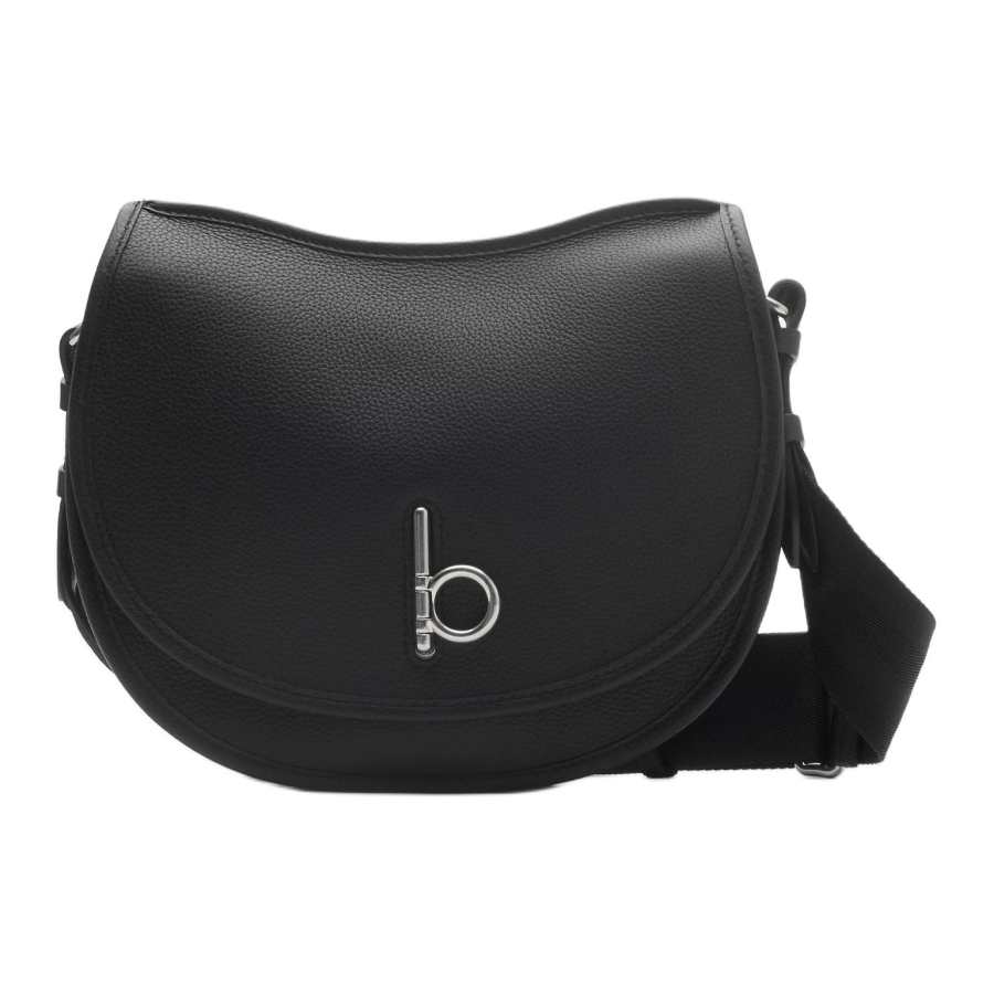Burberry Rocking Horse Calfskin Leather Saddle Bag, Crossbody Bag Men's Black