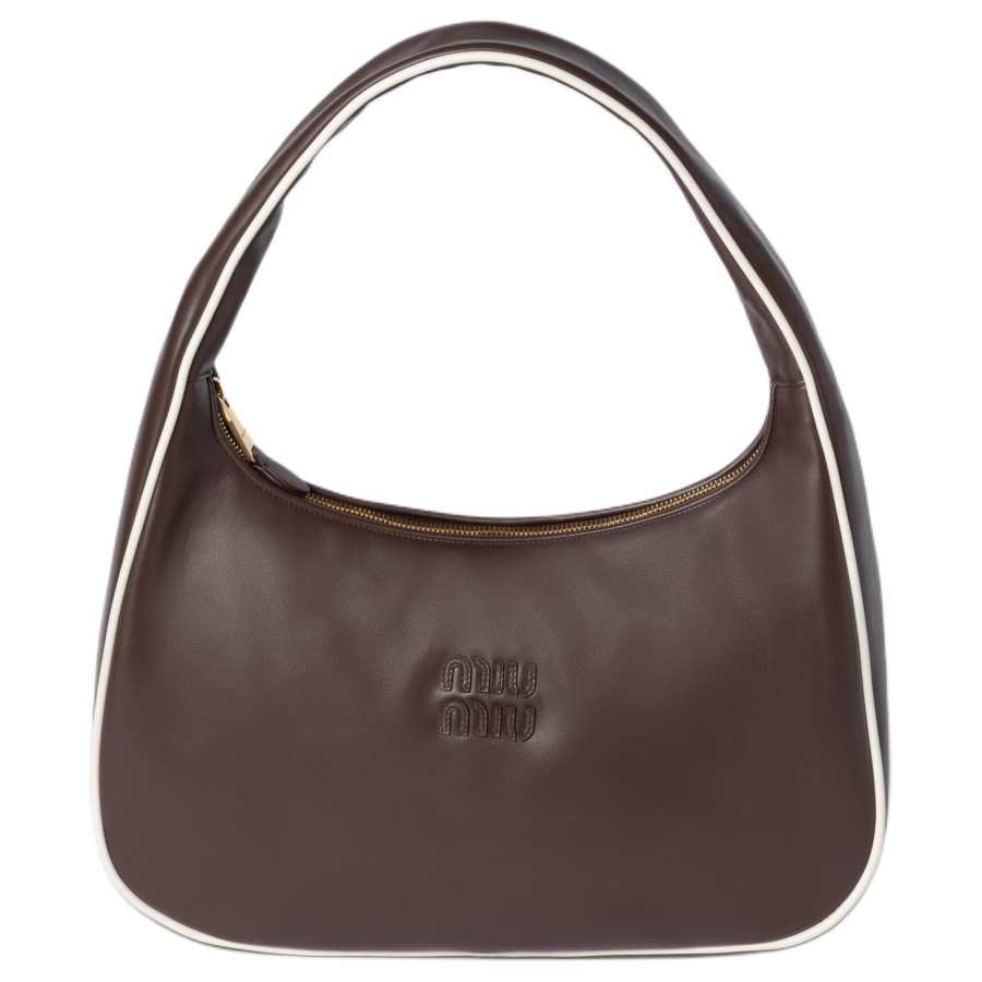 MIU MIU Wander Calfskin Handbag, Shoulder Bag Women's Briarwood & White