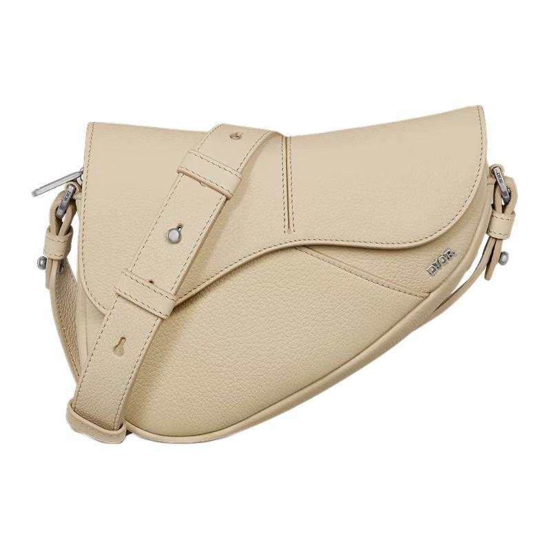 DIOR Saddle Calfskin Saddle Bag, Crossbody Bag, Shoulder Bag Mini Men's Beige