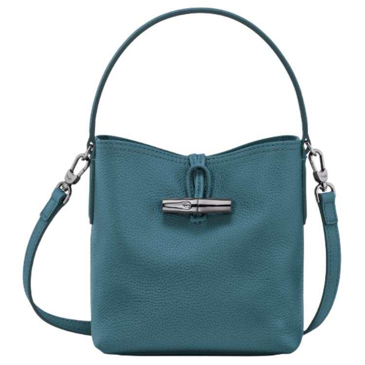 LONGCHAMP Le Roseau Cow Leather One Shoulder Handbag Women's Peacock Blue