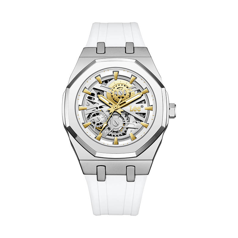 Lee Wrist Watches Automatic Mechanical Movement Silicone Strap 44mm Black Dial Men's Watches Classic Box