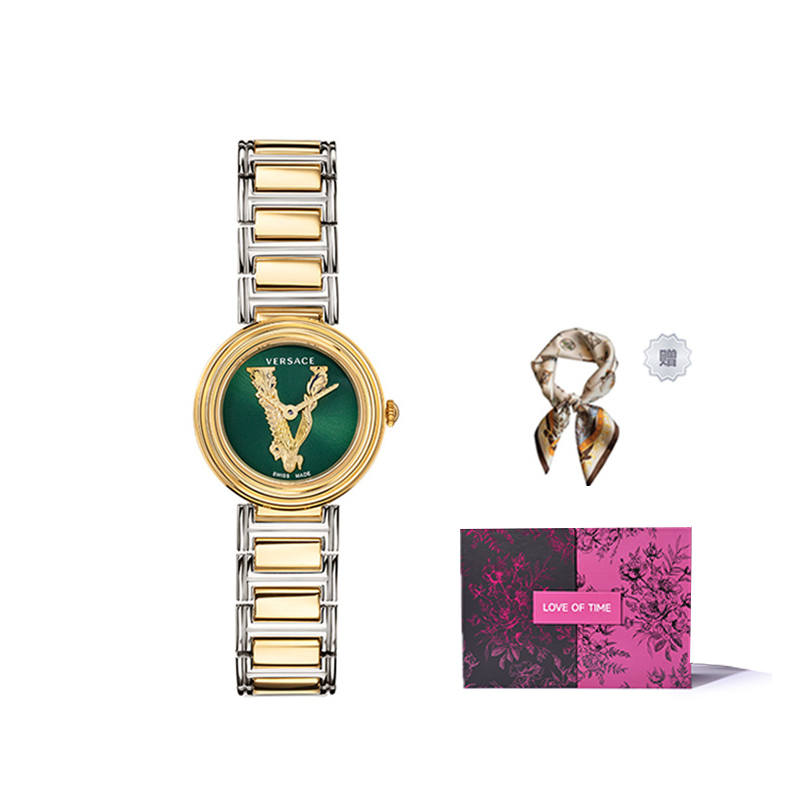 VERSACE Wrist Watches Quartz Movement Stainless Steel Watchband 28 Green Dial Women's Watch
