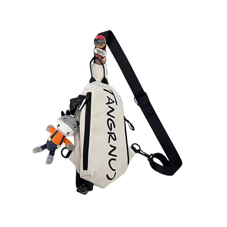 BALANG BALANG Nylon Fabric Outing Bag, Sling Bag Men's Black/White