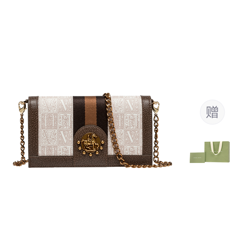VANESSA HOGAN Monogram PVC Cell Phone Pouch, Handheld Shoulder Bag, Crossbody Bag Women's Apricot