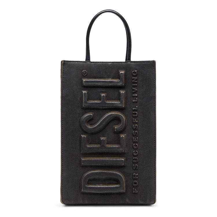 DIESEL Cotton Tote Bag, Shopping Bag, Shoulder Bag, Handbag Men's Black